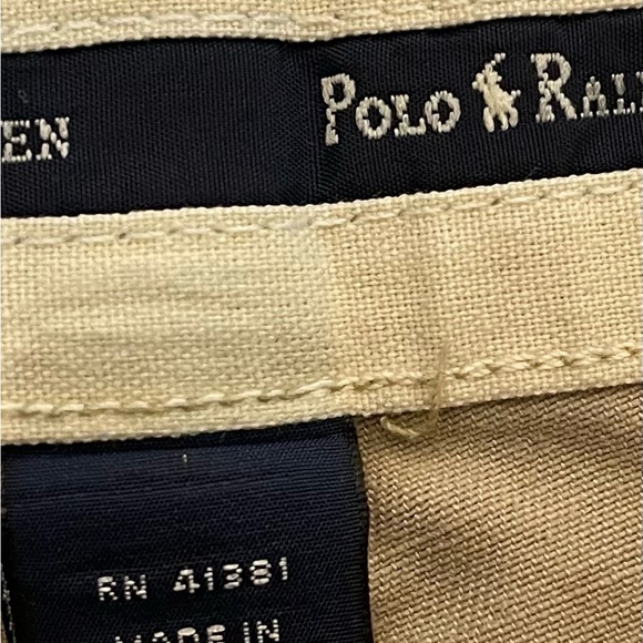 Polo Ralph Lauren Polo Chino Pants Mens 35x30 (Hemmed) Khaki Tan Pleated Cotton - Picture 6 of 10